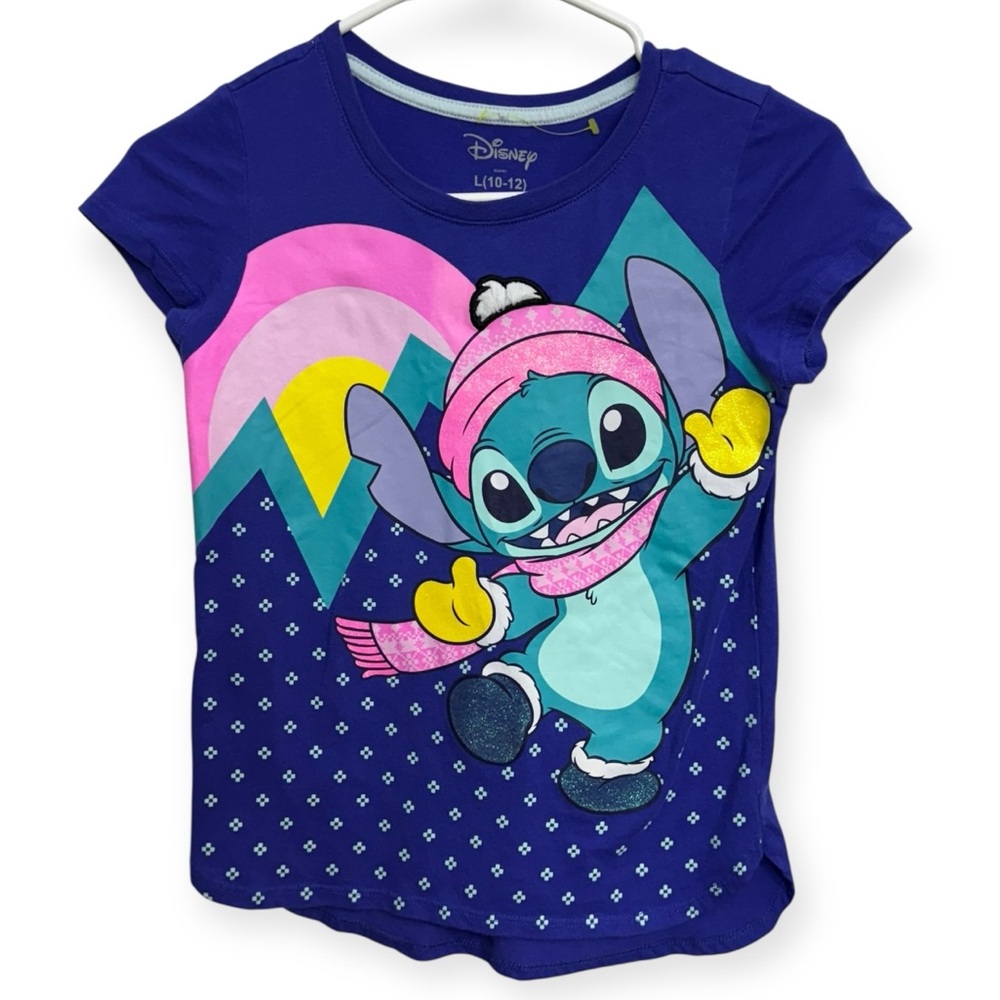 Disney Kids T-Shirt with Stitch in Blue and Pink L10/12